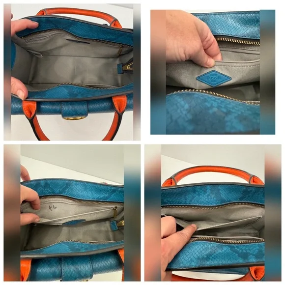 Fossil Blue and Green Satchel Bag - Picture 11 of 13